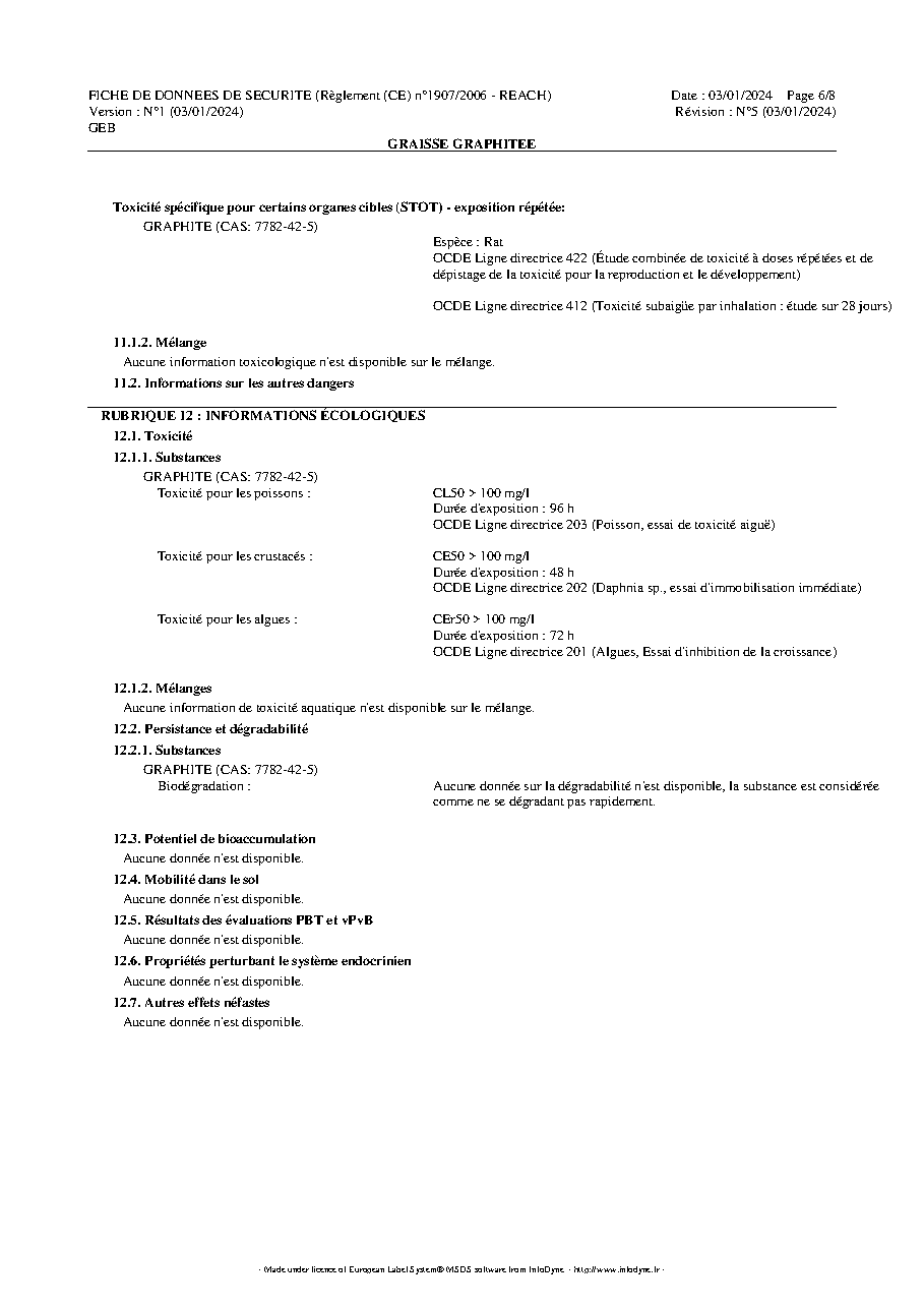Fiche technique fournisseur