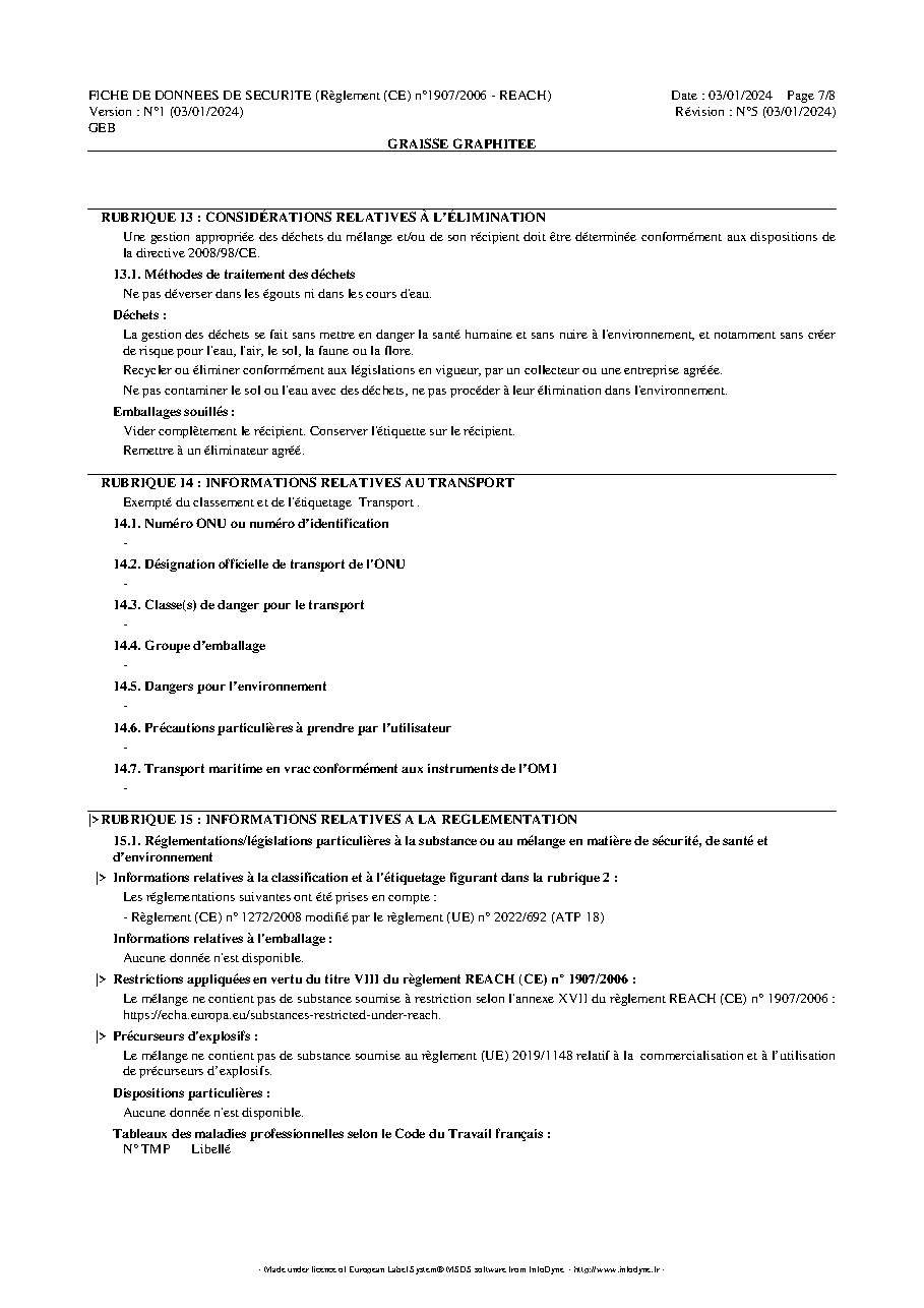 Fiche technique fournisseur