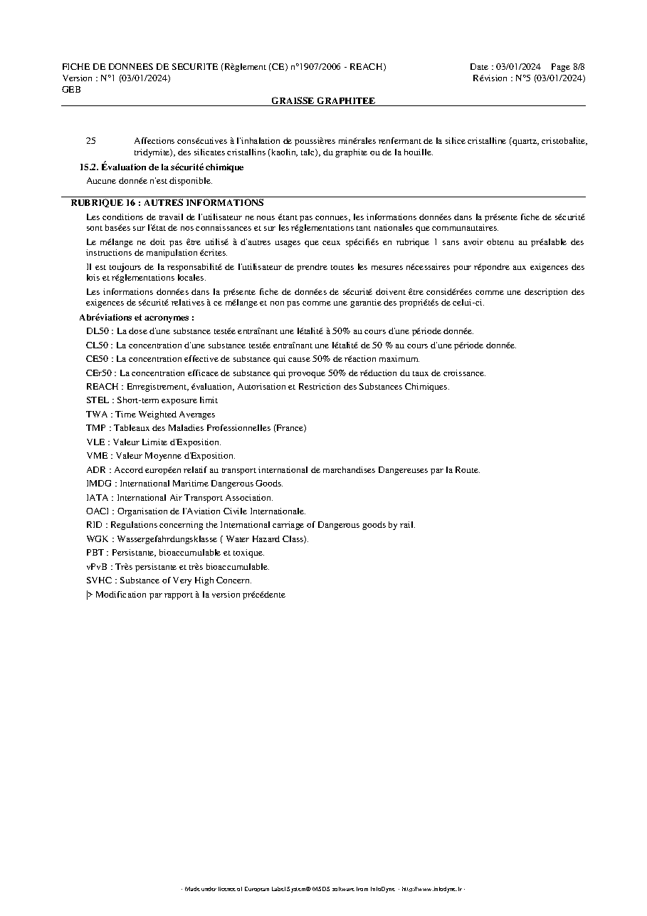 Fiche technique fournisseur