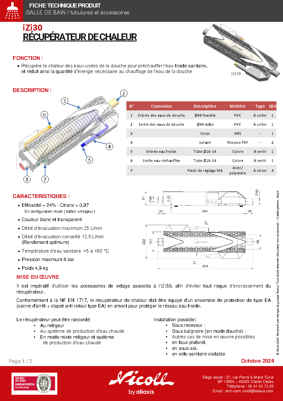 Fiche technique fournisseur