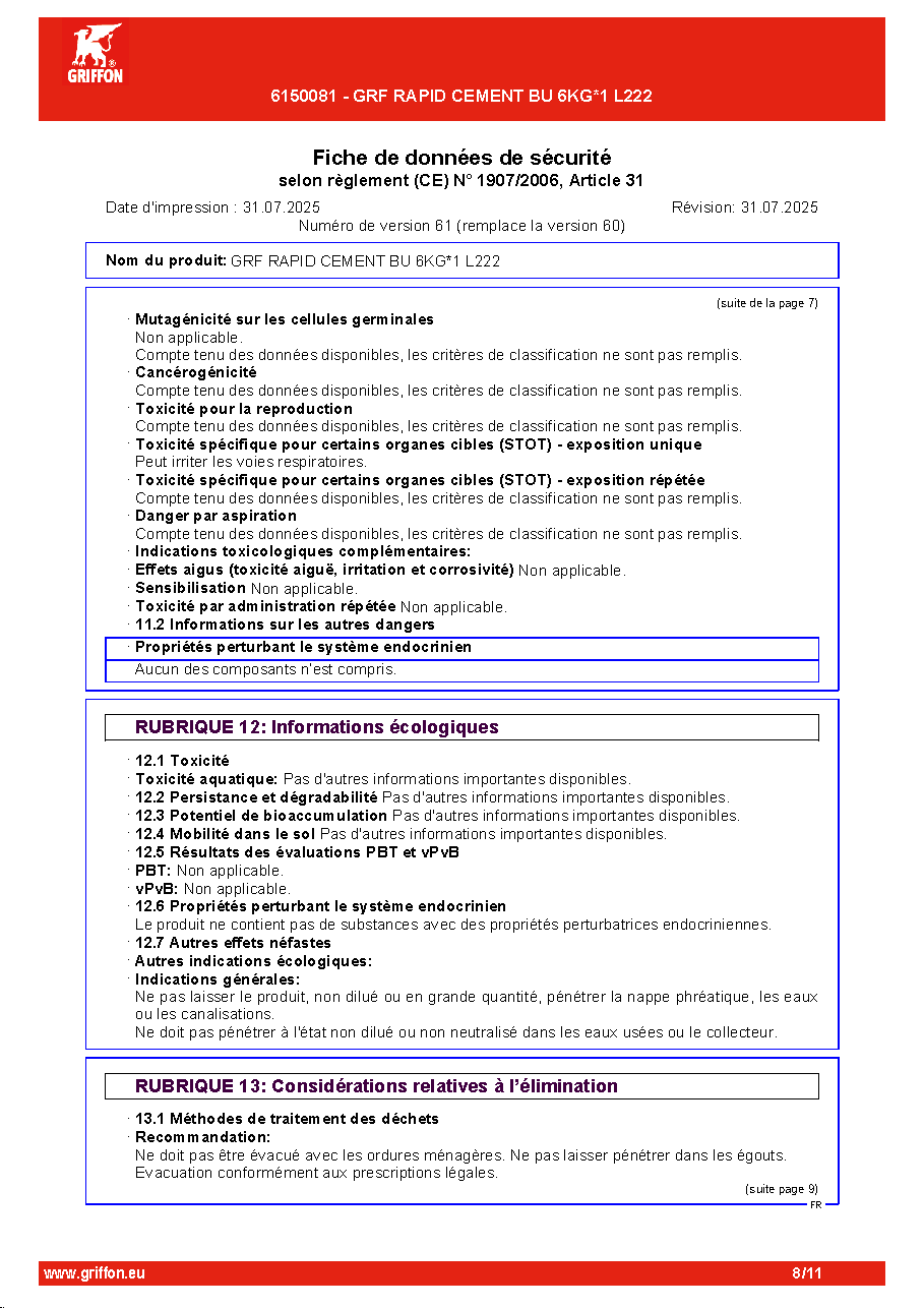 Fiche technique fournisseur