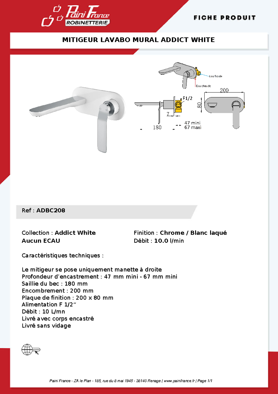 Fiche technique fournisseur