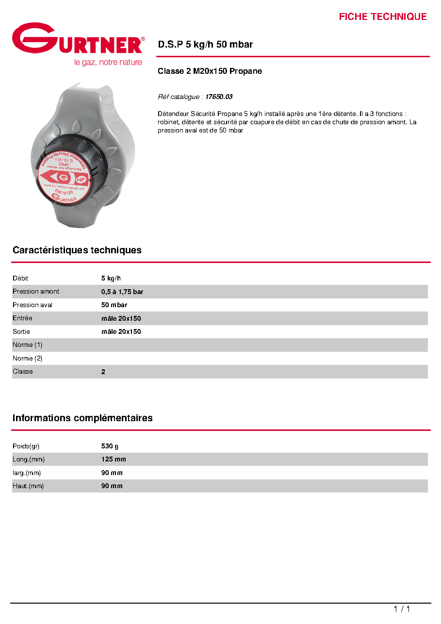 Fiche technique fournisseur