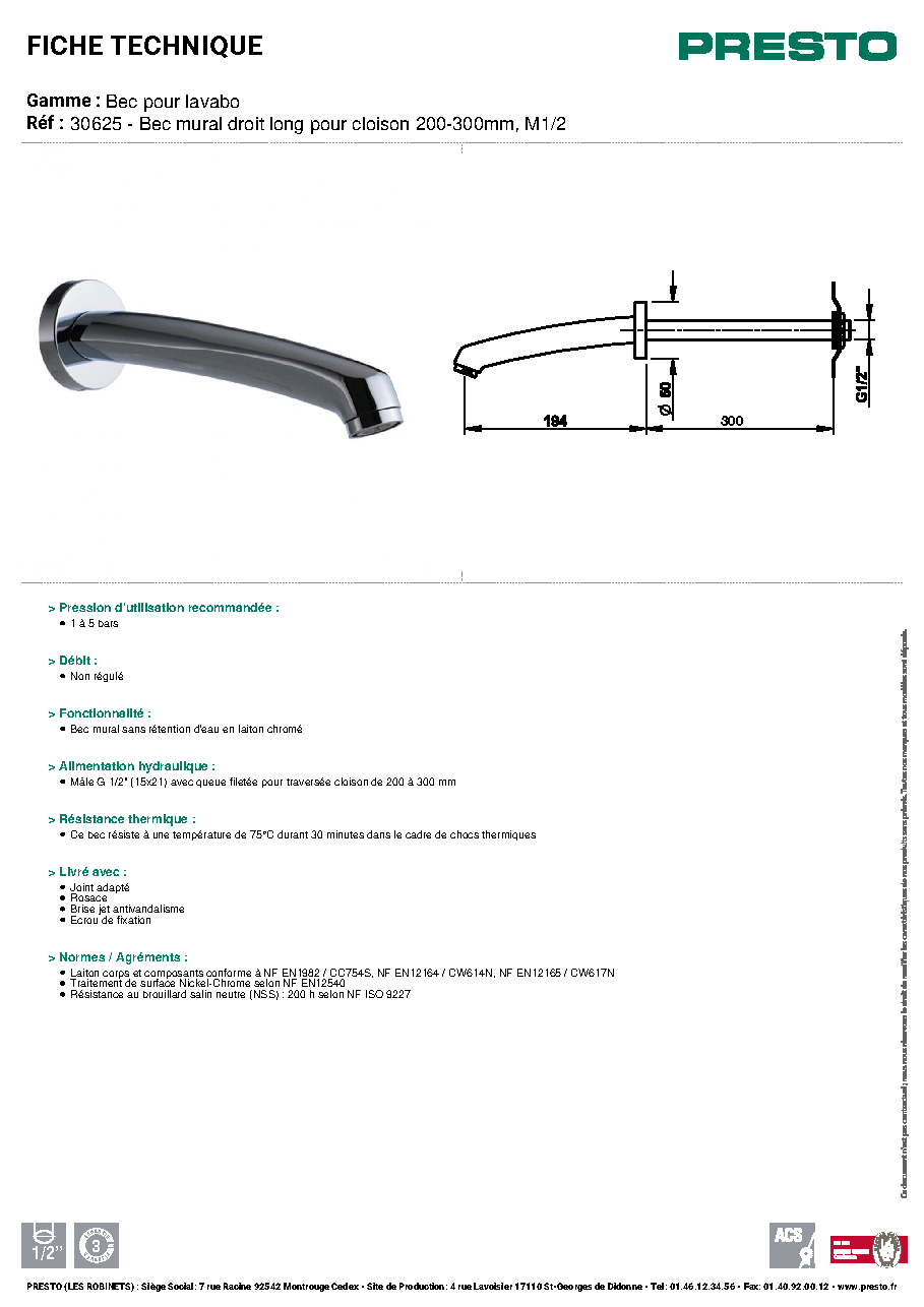 Fiche technique fournisseur