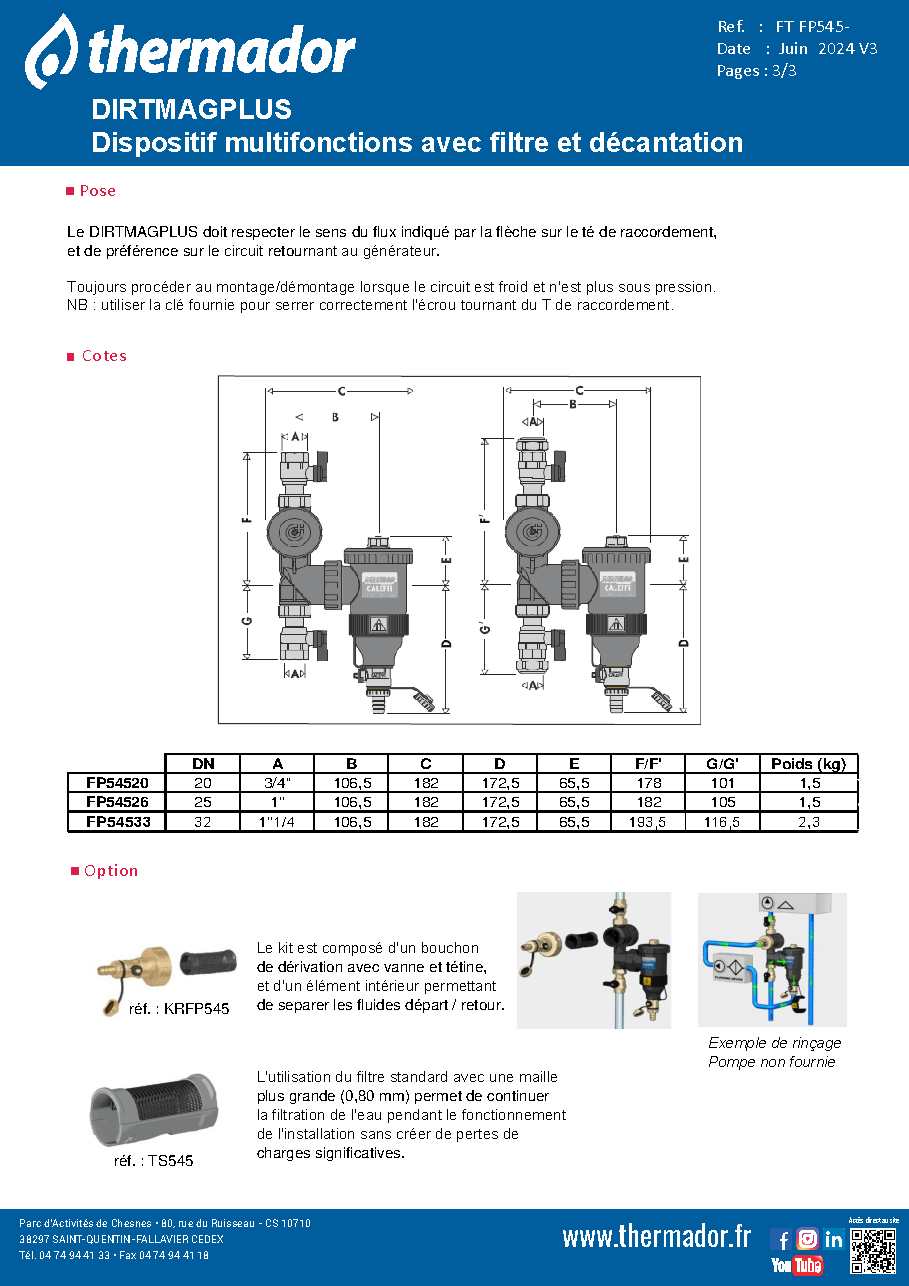 Fiche technique fournisseur