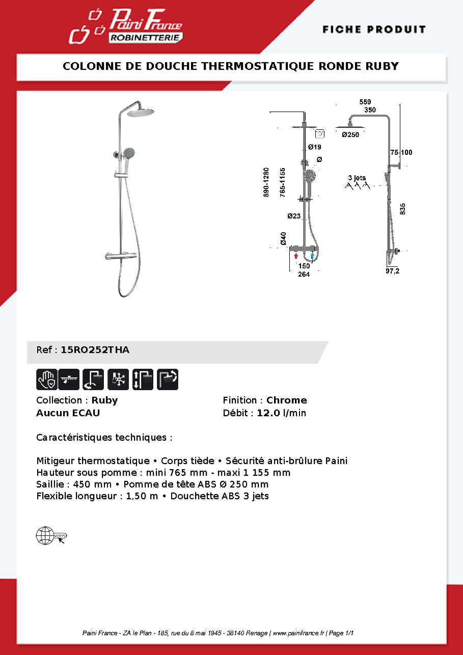 Fiche technique fournisseur