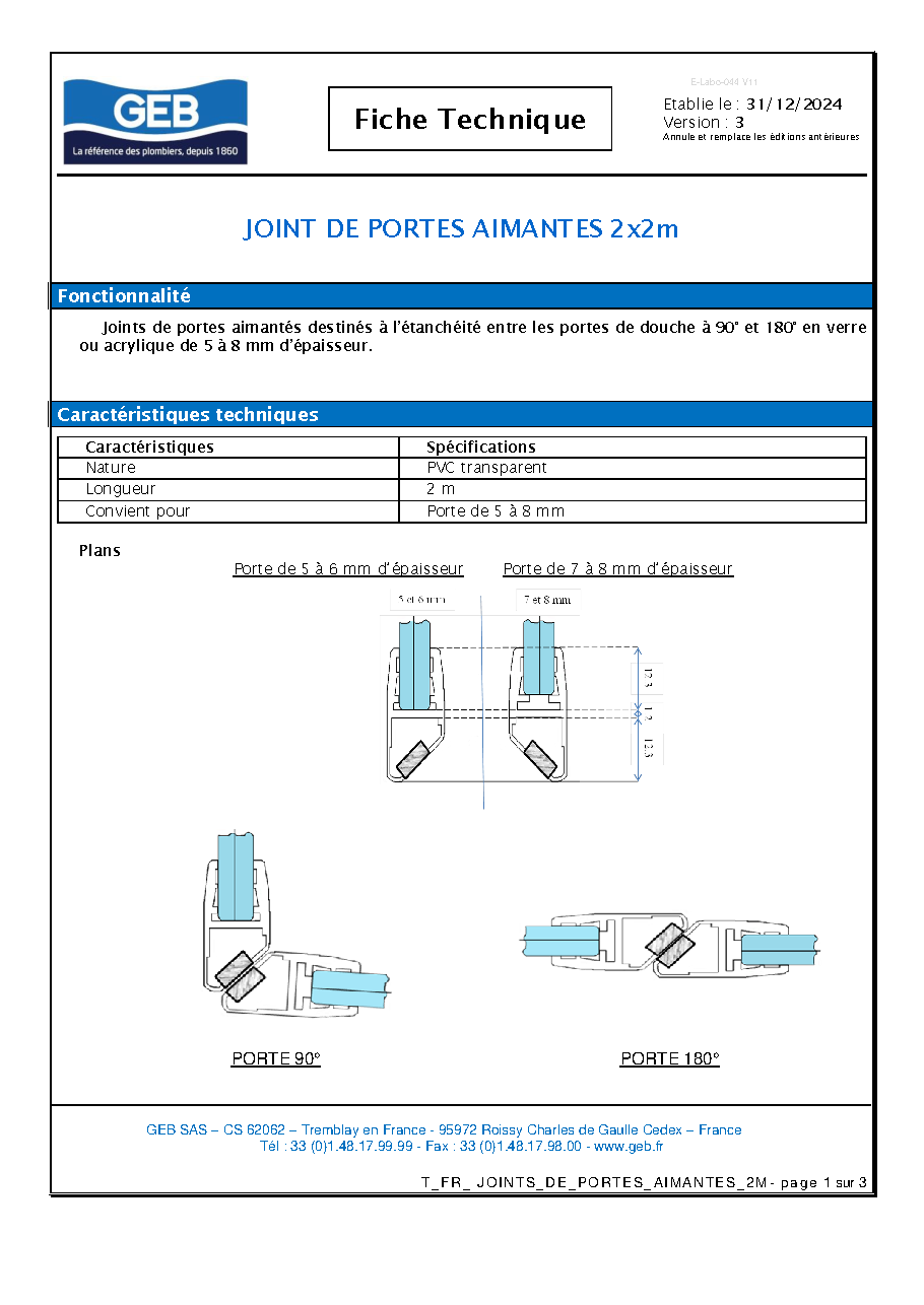 Fiche technique fournisseur