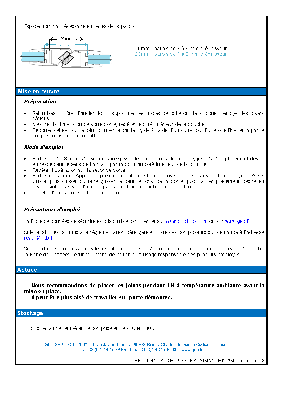 Fiche technique fournisseur