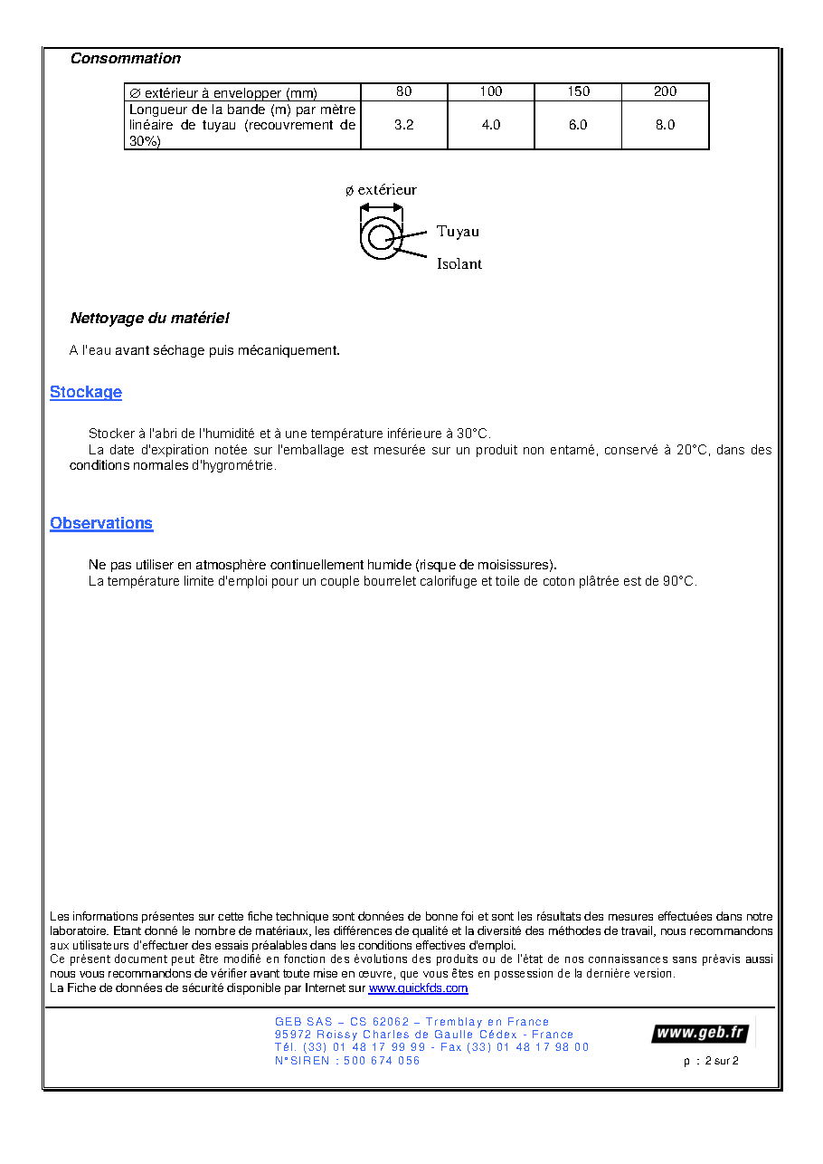 Fiche technique fournisseur
