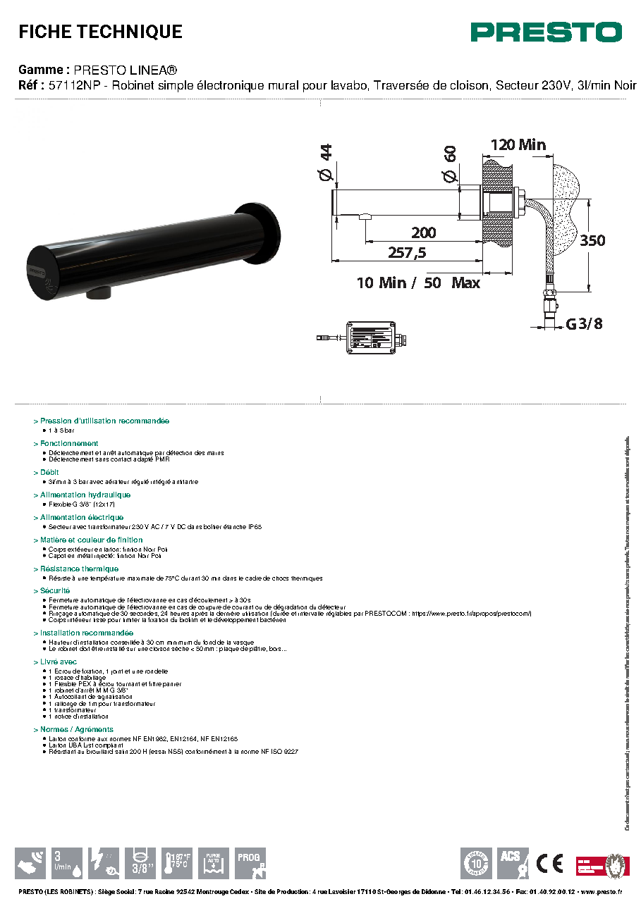 Fiche technique fournisseur