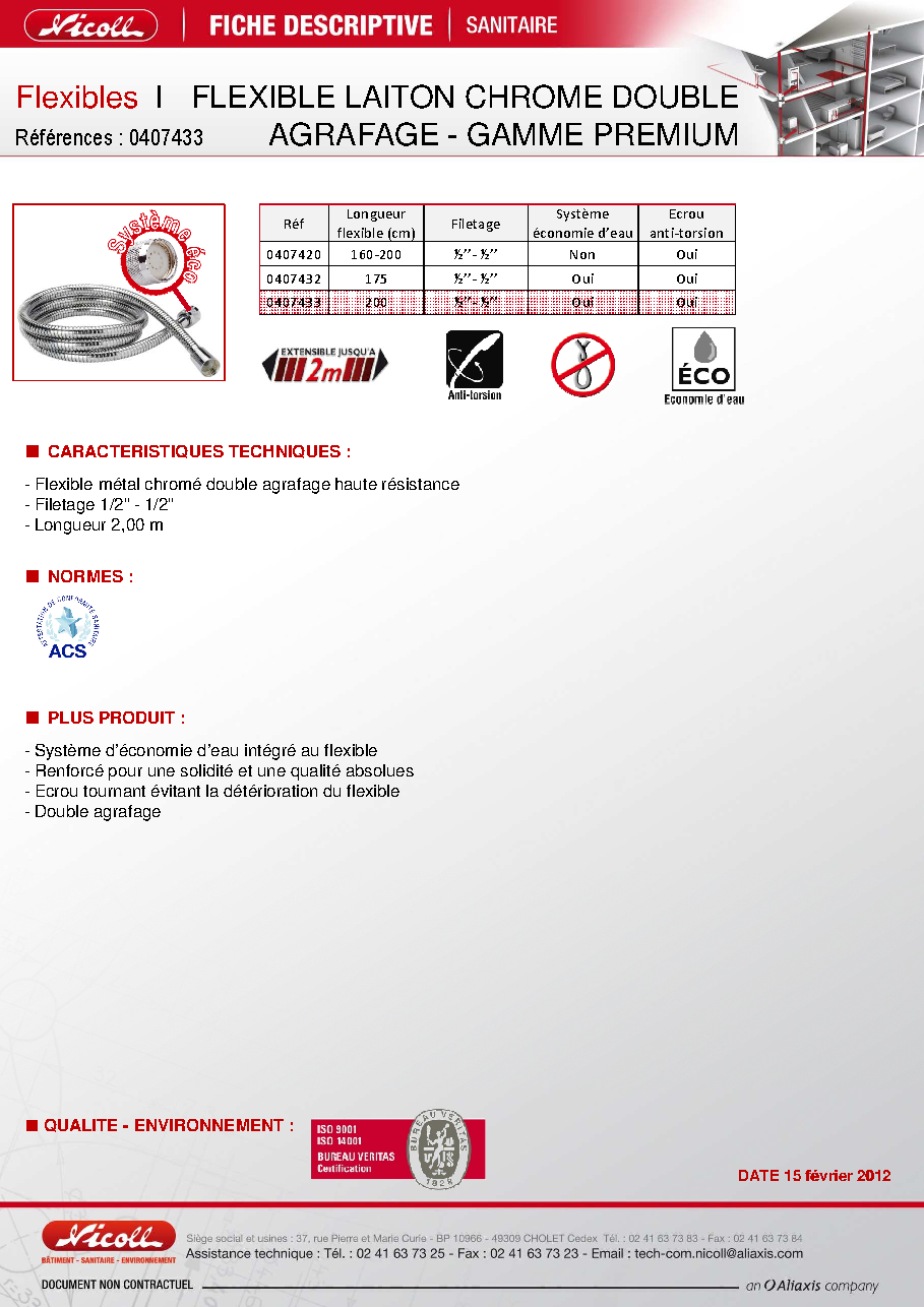 Fiche technique fournisseur
