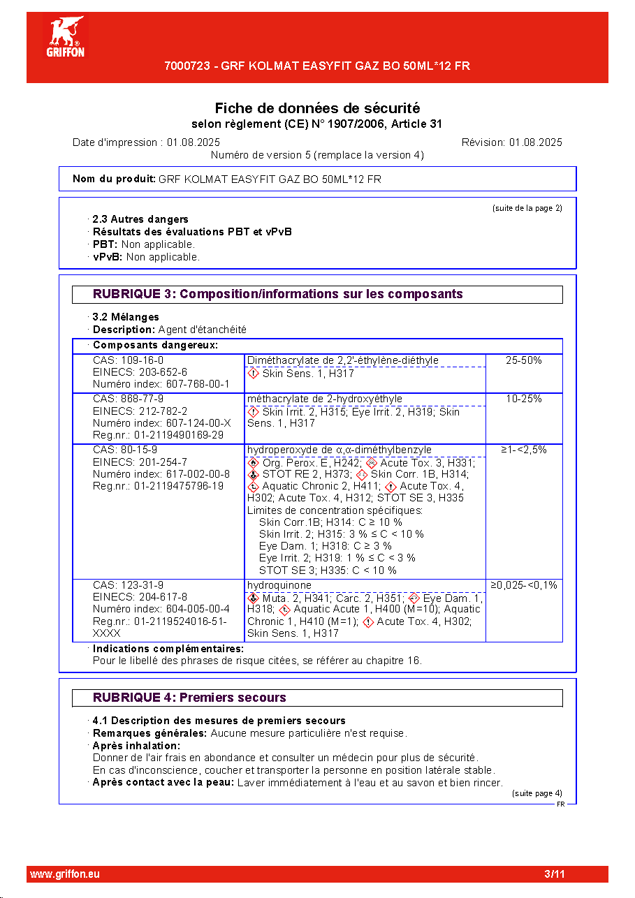 Fiche technique fournisseur