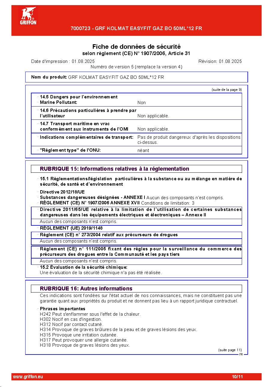 Fiche technique fournisseur