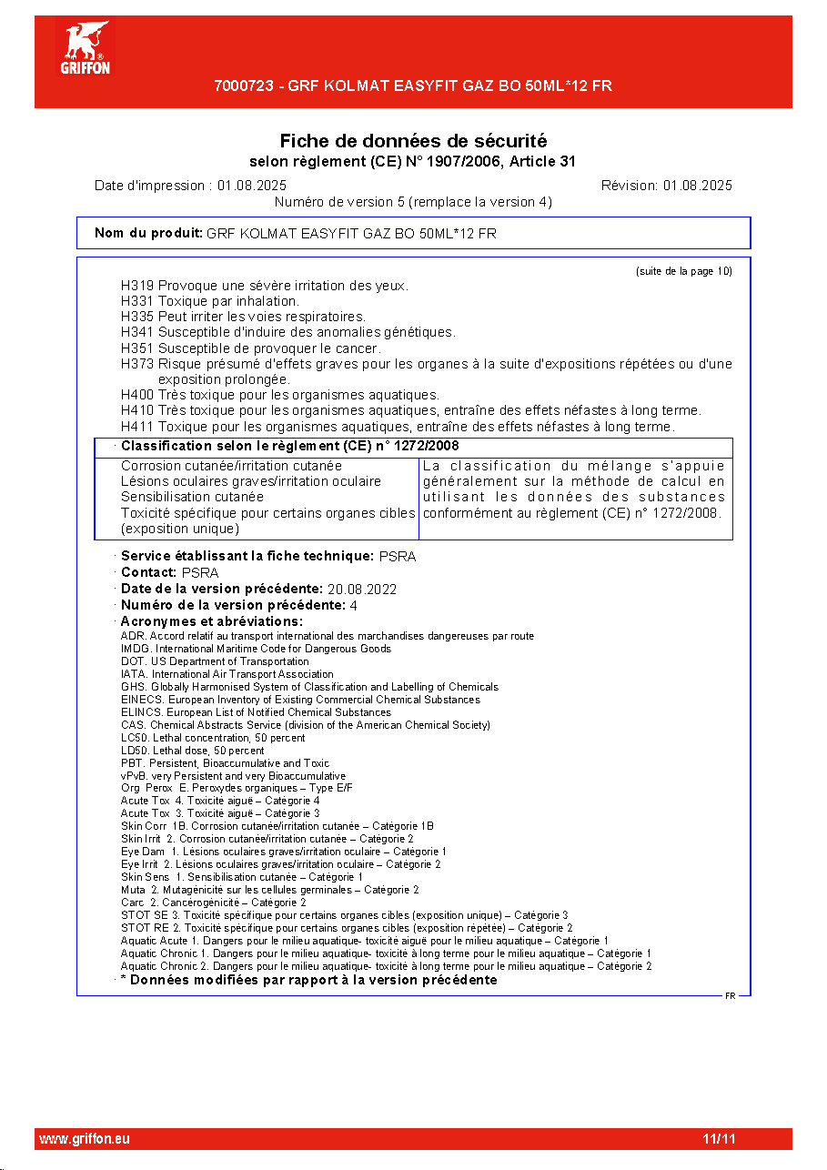 Fiche technique fournisseur