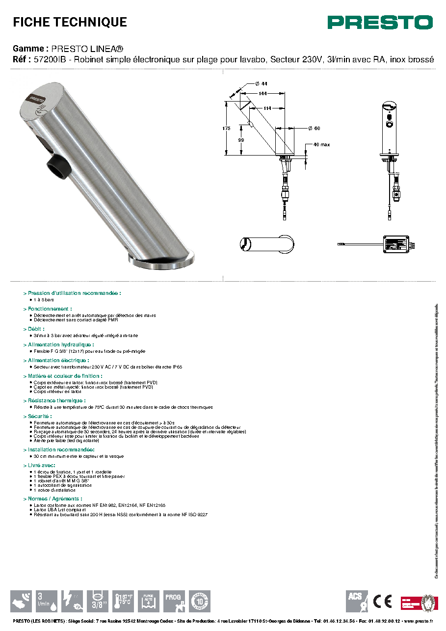Fiche technique fournisseur