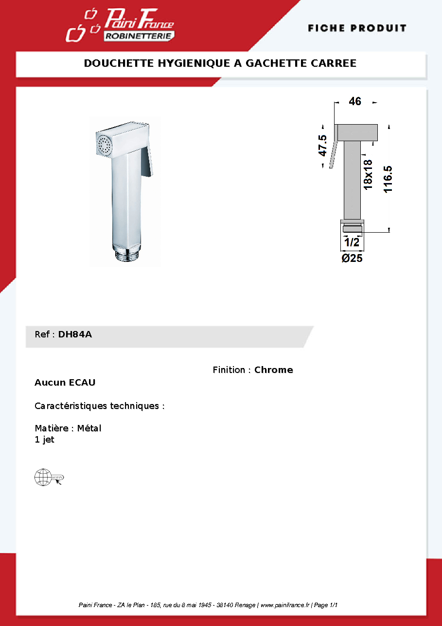 Fiche technique fournisseur