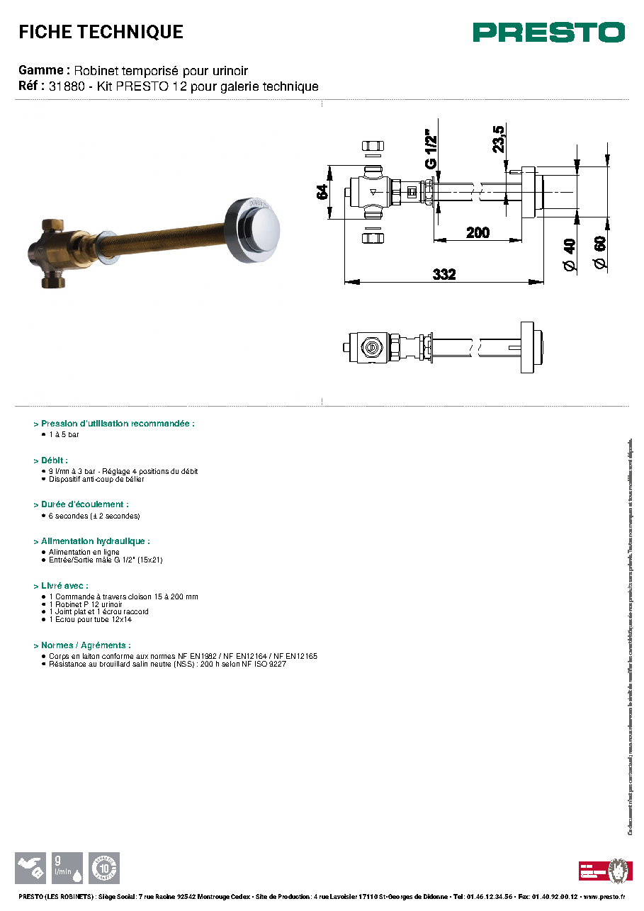 Fiche technique fournisseur