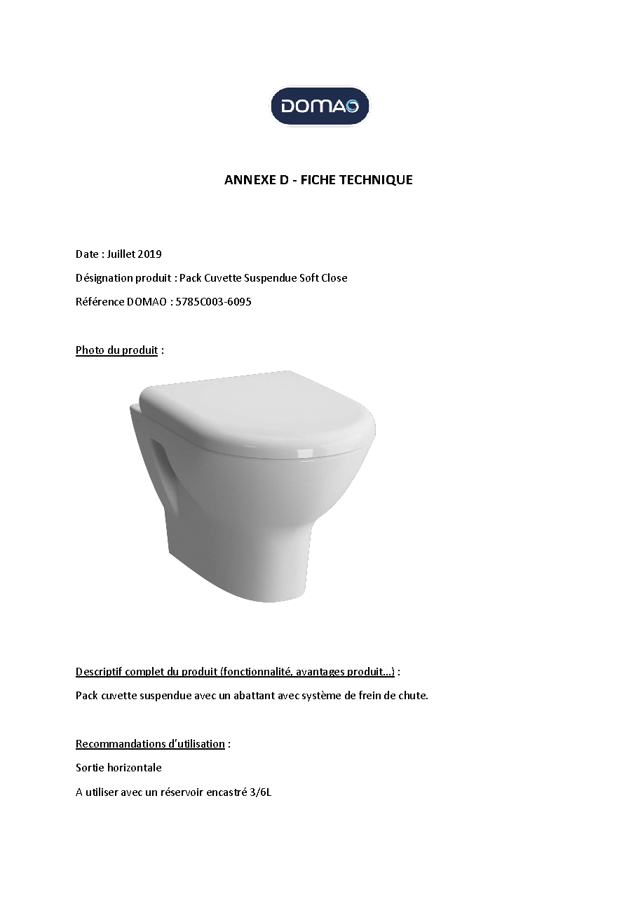 Fiche technique fournisseur