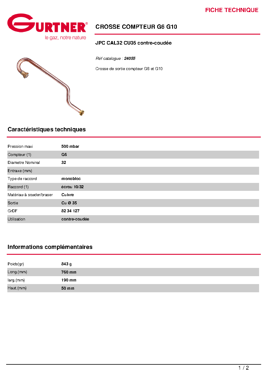 Fiche technique fournisseur