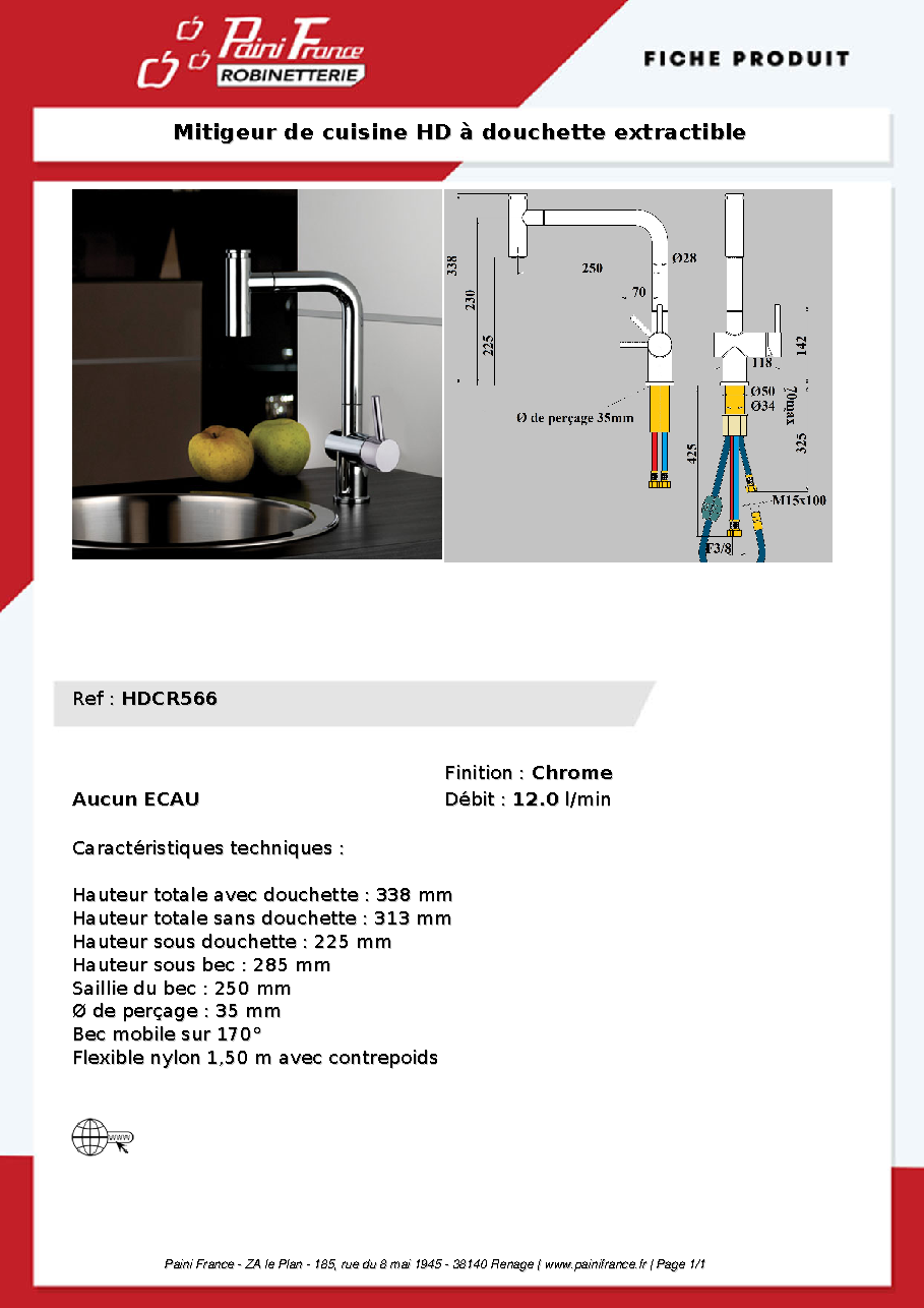 Fiche technique fournisseur