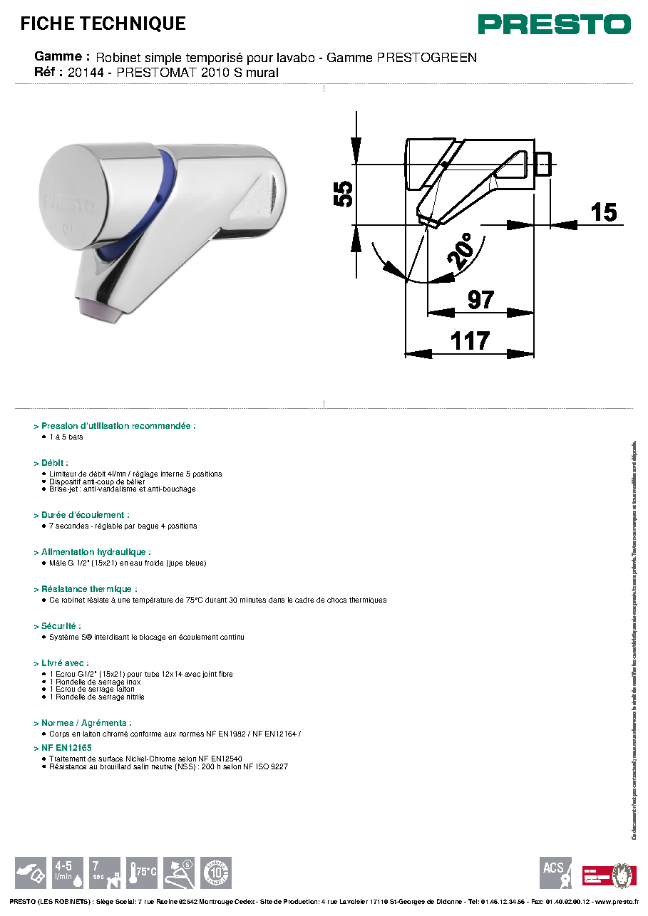 Fiche technique fournisseur