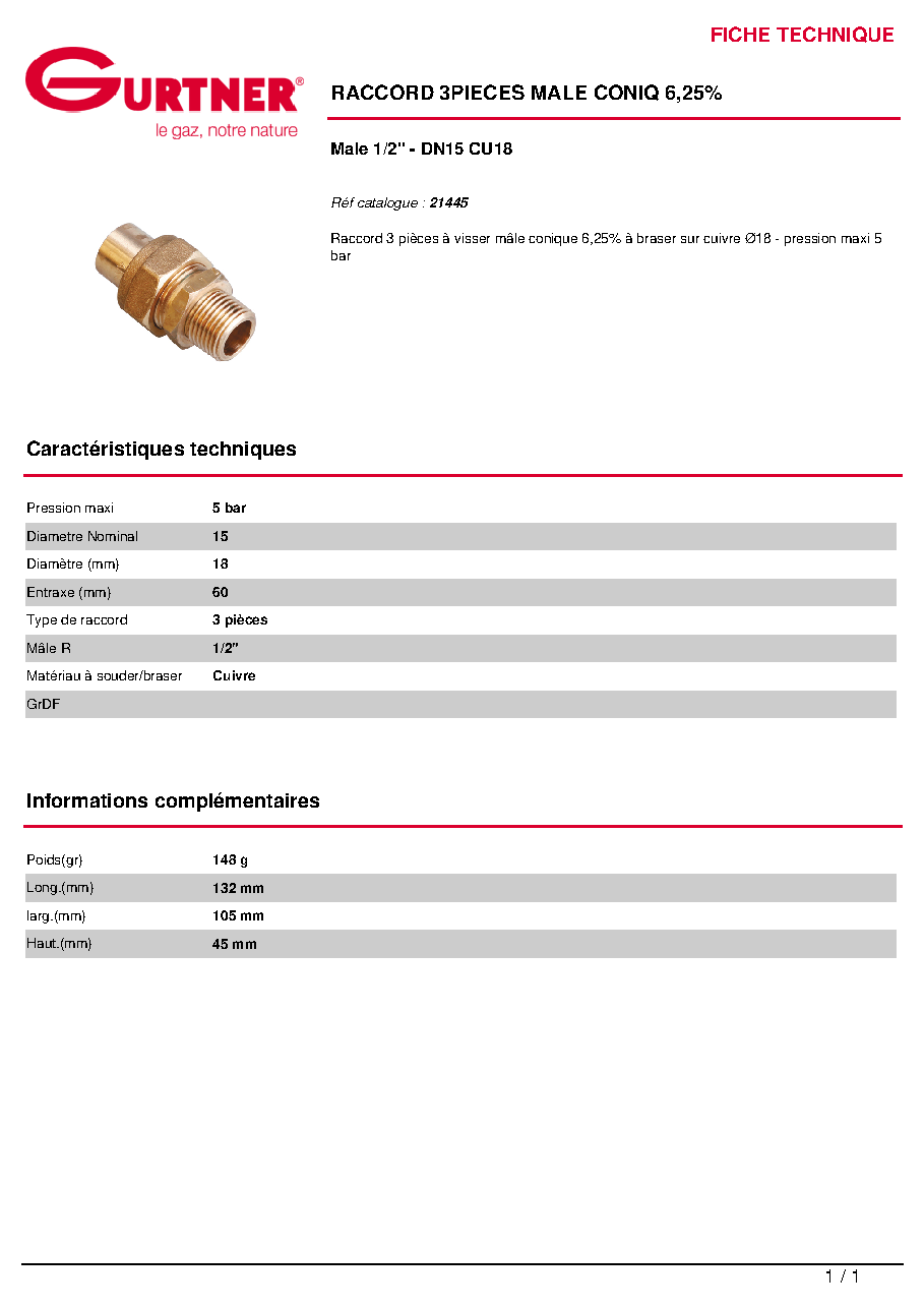 Fiche technique fournisseur