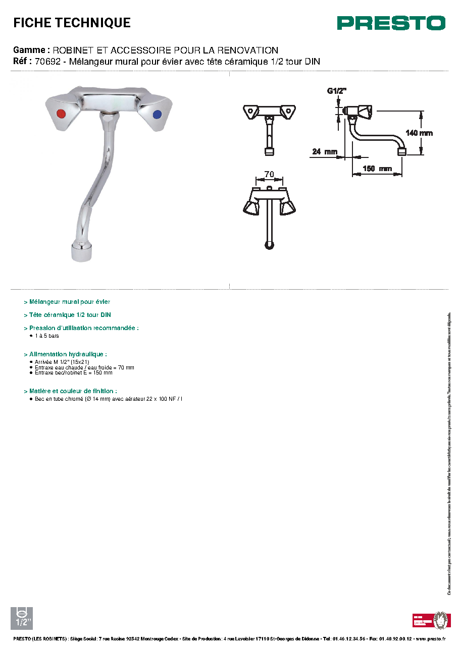 Fiche technique fournisseur