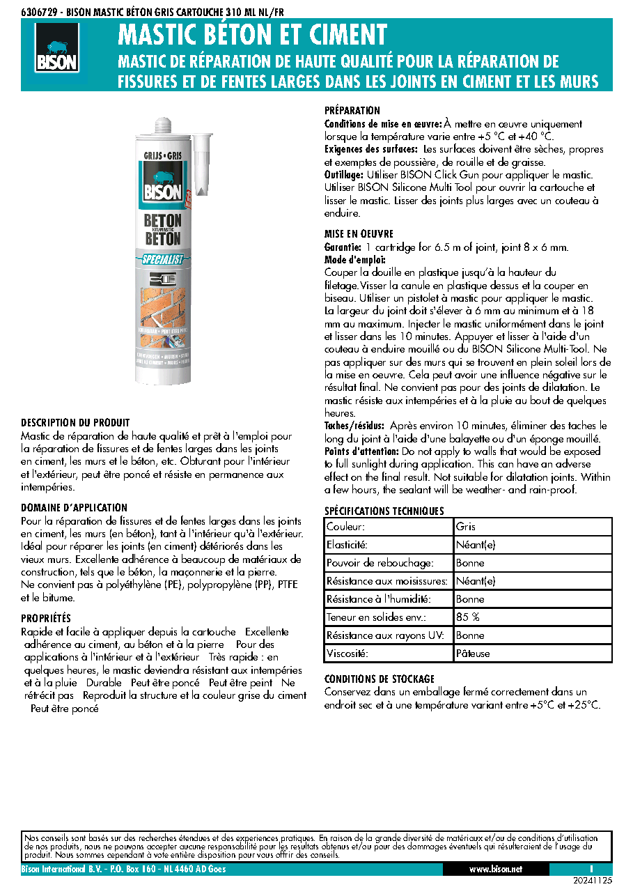Fiche technique fournisseur