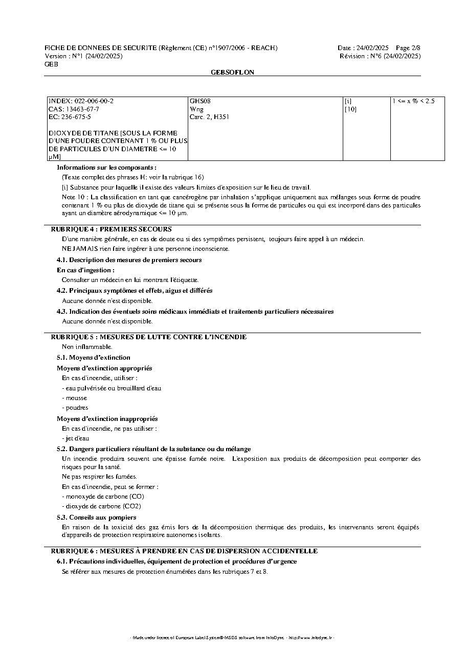 Fiche technique fournisseur