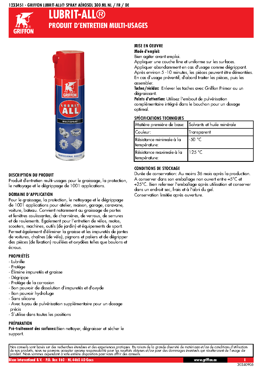 Fiche technique fournisseur