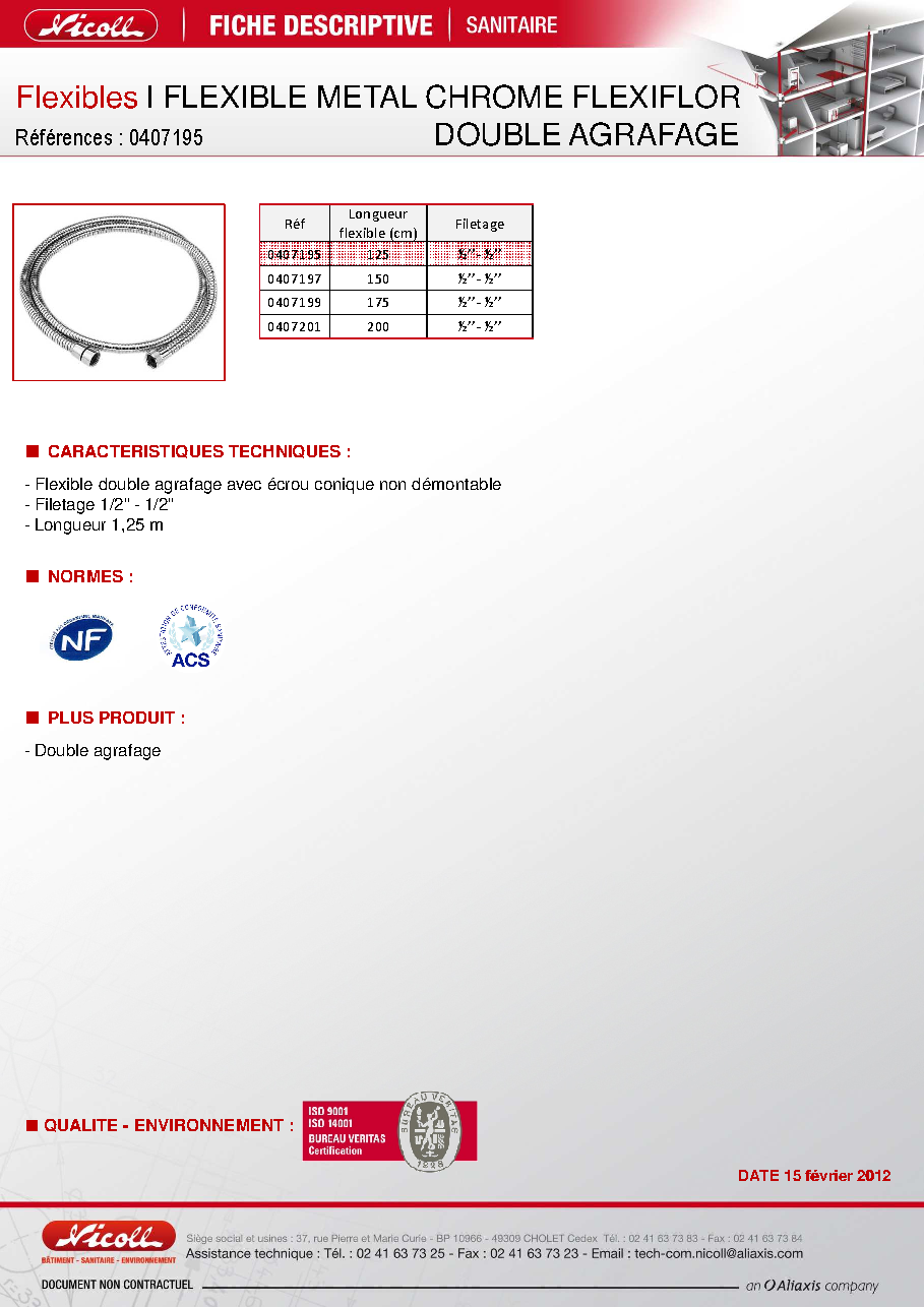Fiche technique fournisseur