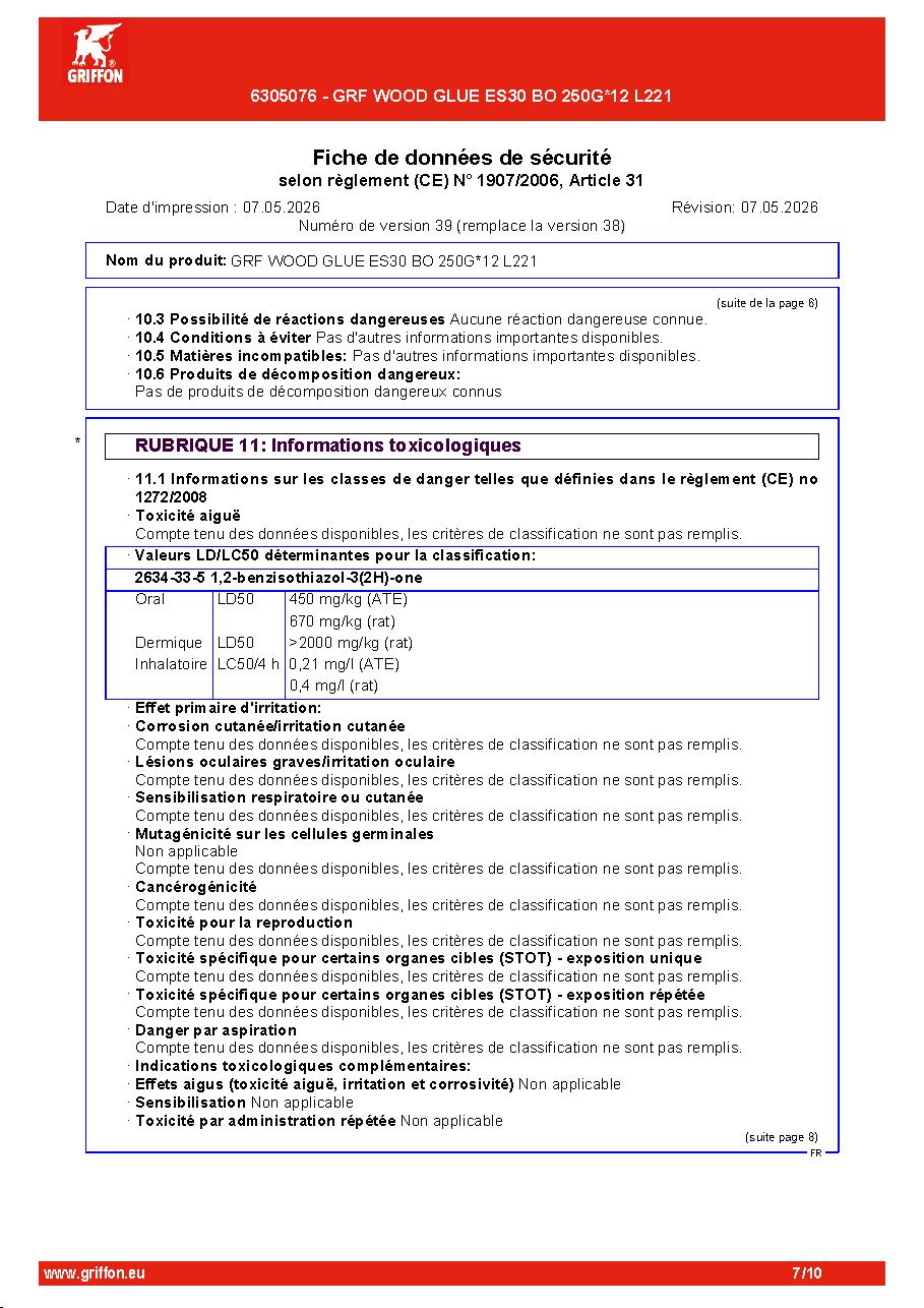 Fiche technique fournisseur