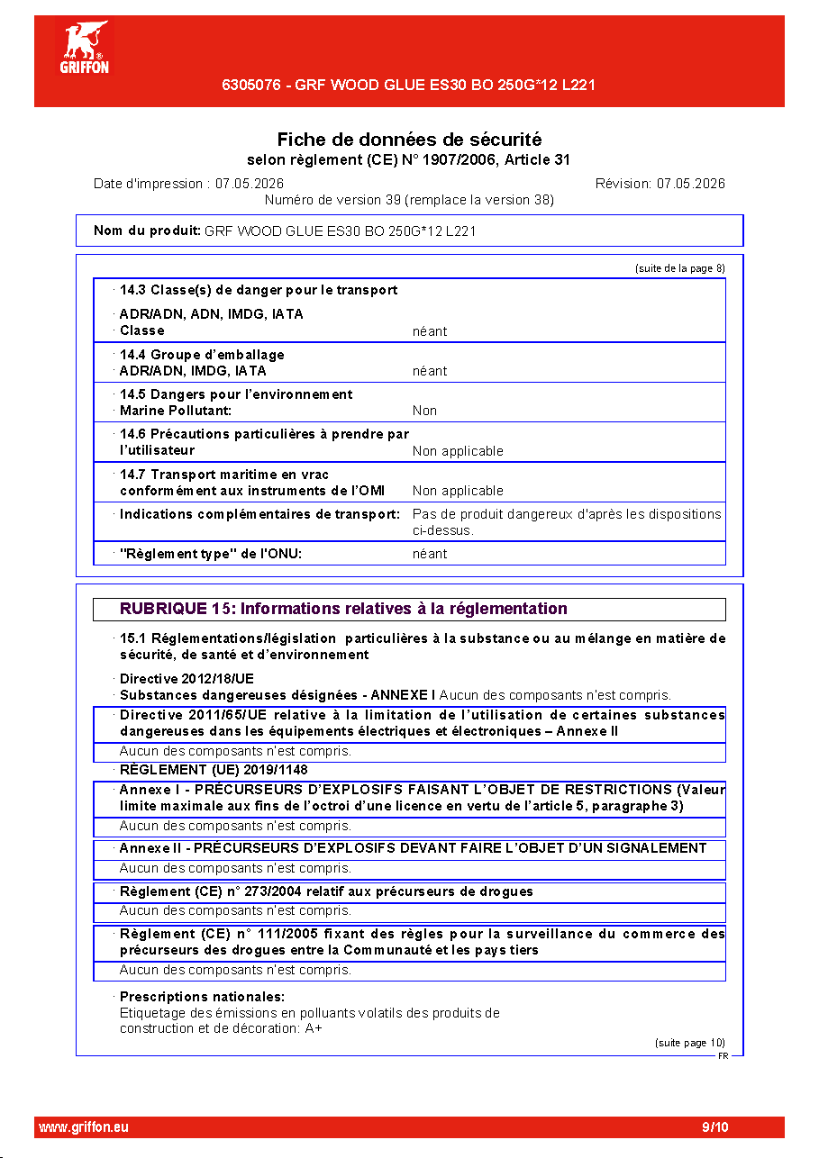 Fiche technique fournisseur