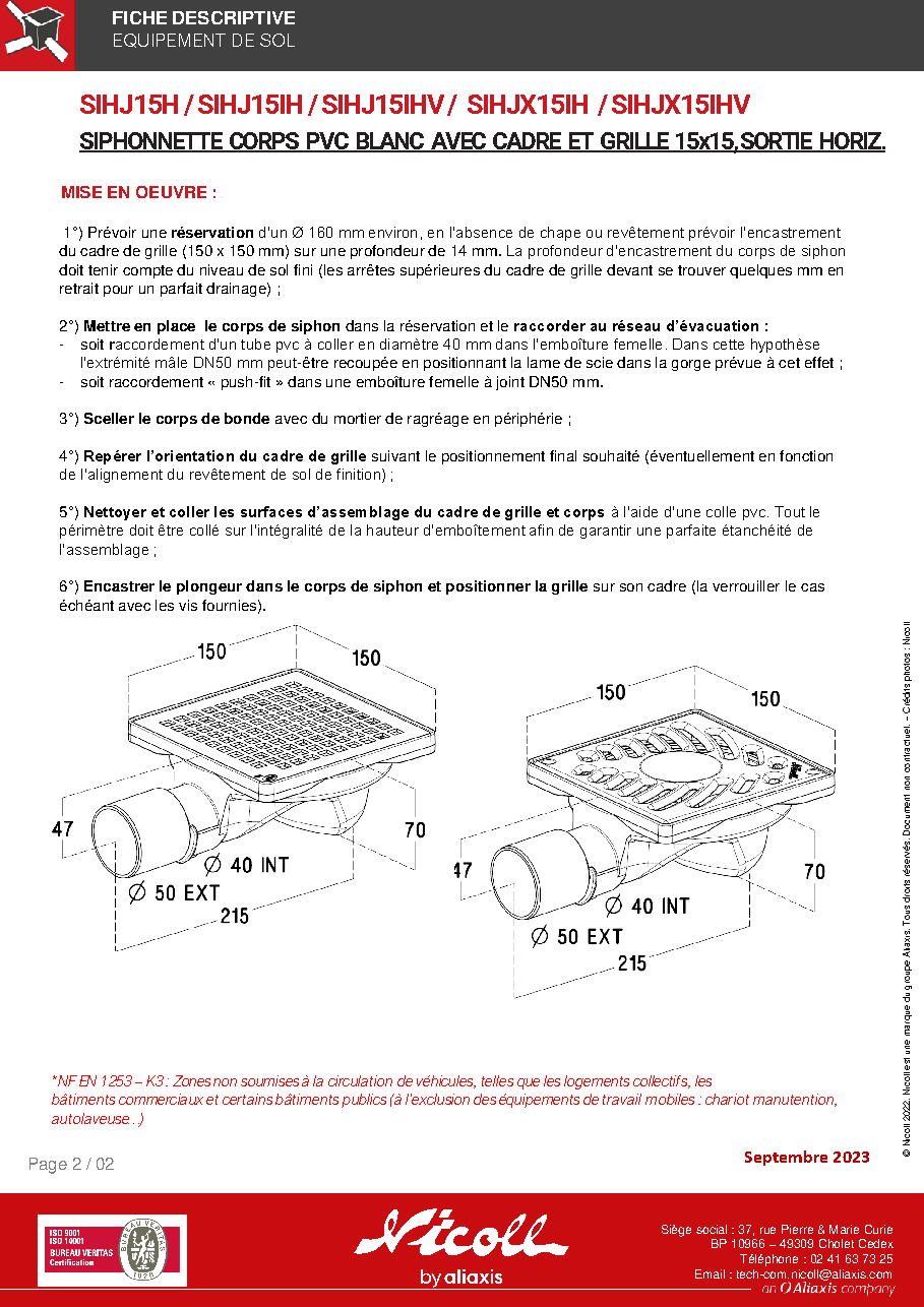 Fiche technique fournisseur
