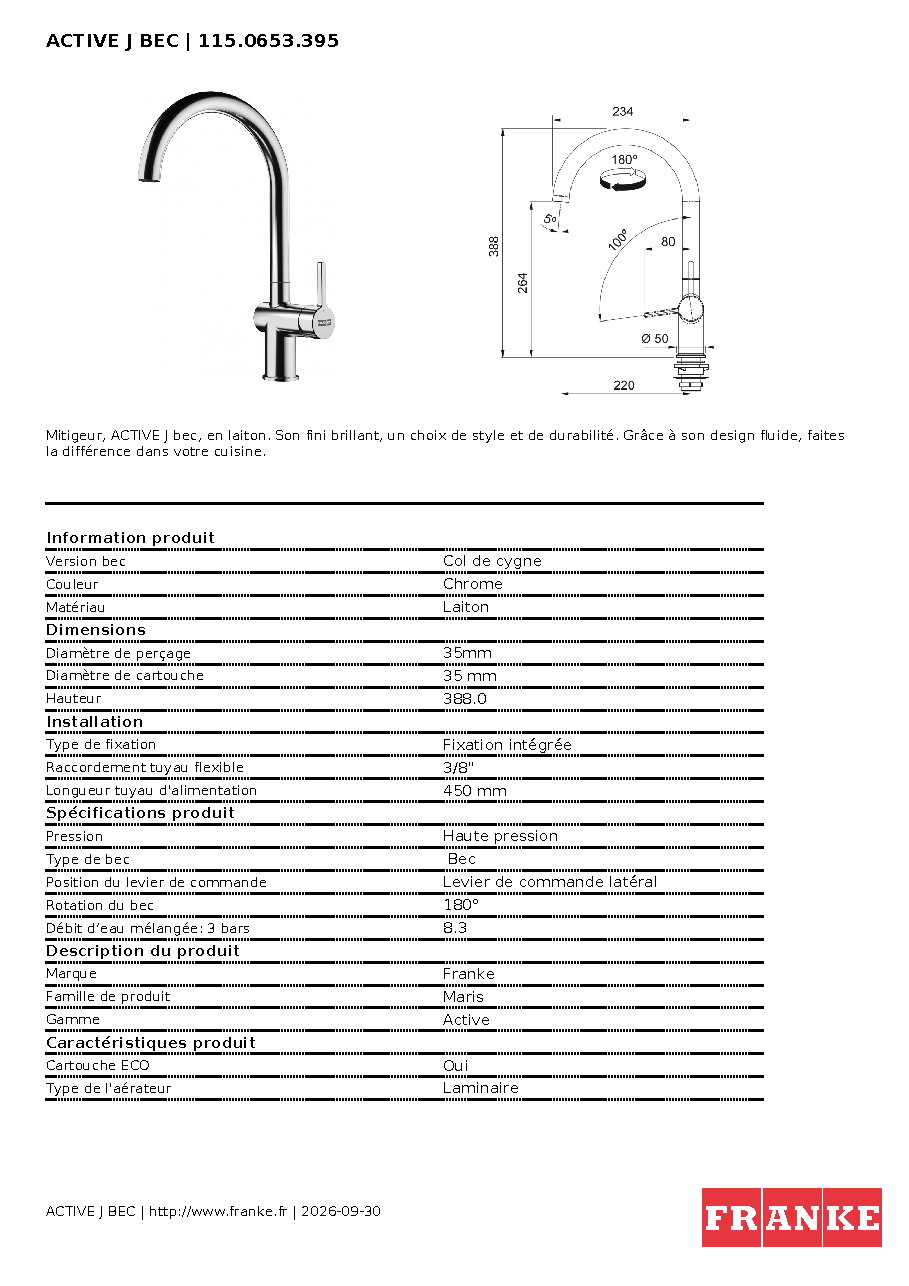 Fiche technique fournisseur