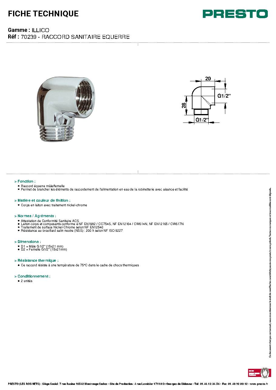 Fiche technique fournisseur