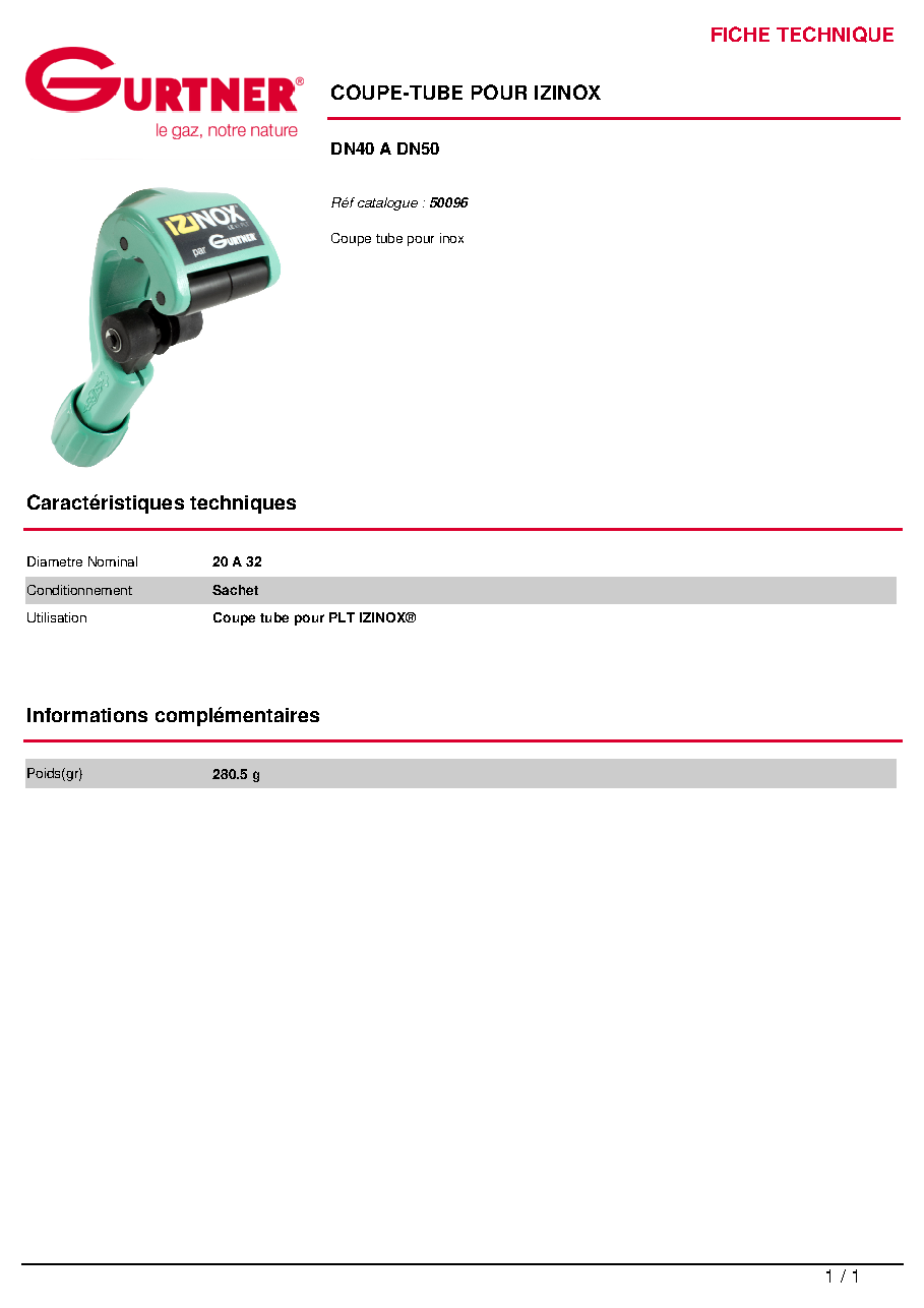 Fiche technique fournisseur