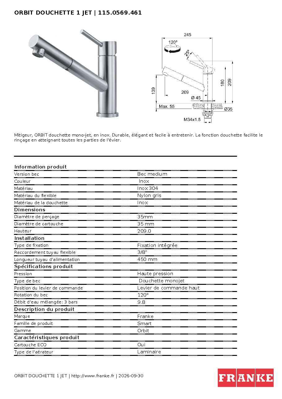 Fiche technique fournisseur