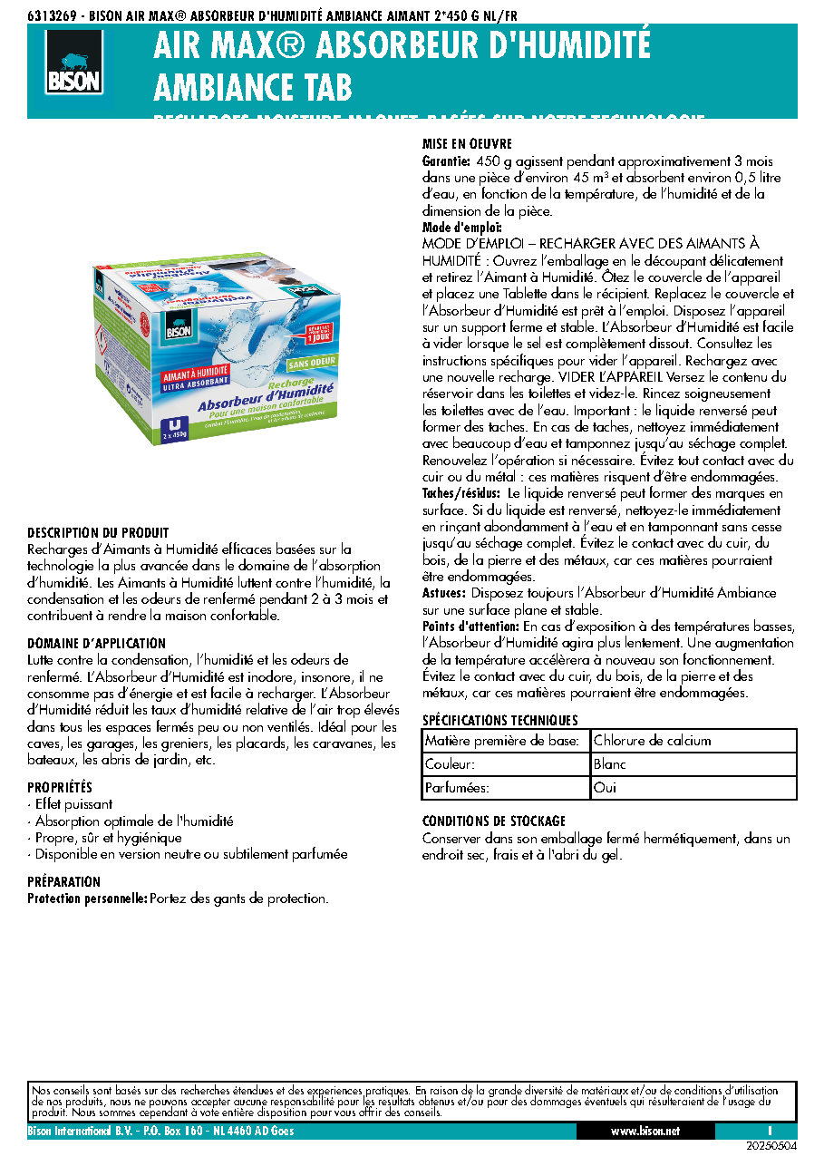 Fiche technique fournisseur
