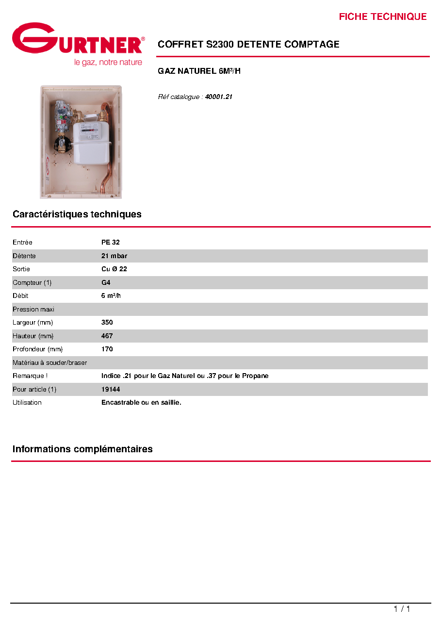 Fiche technique fournisseur