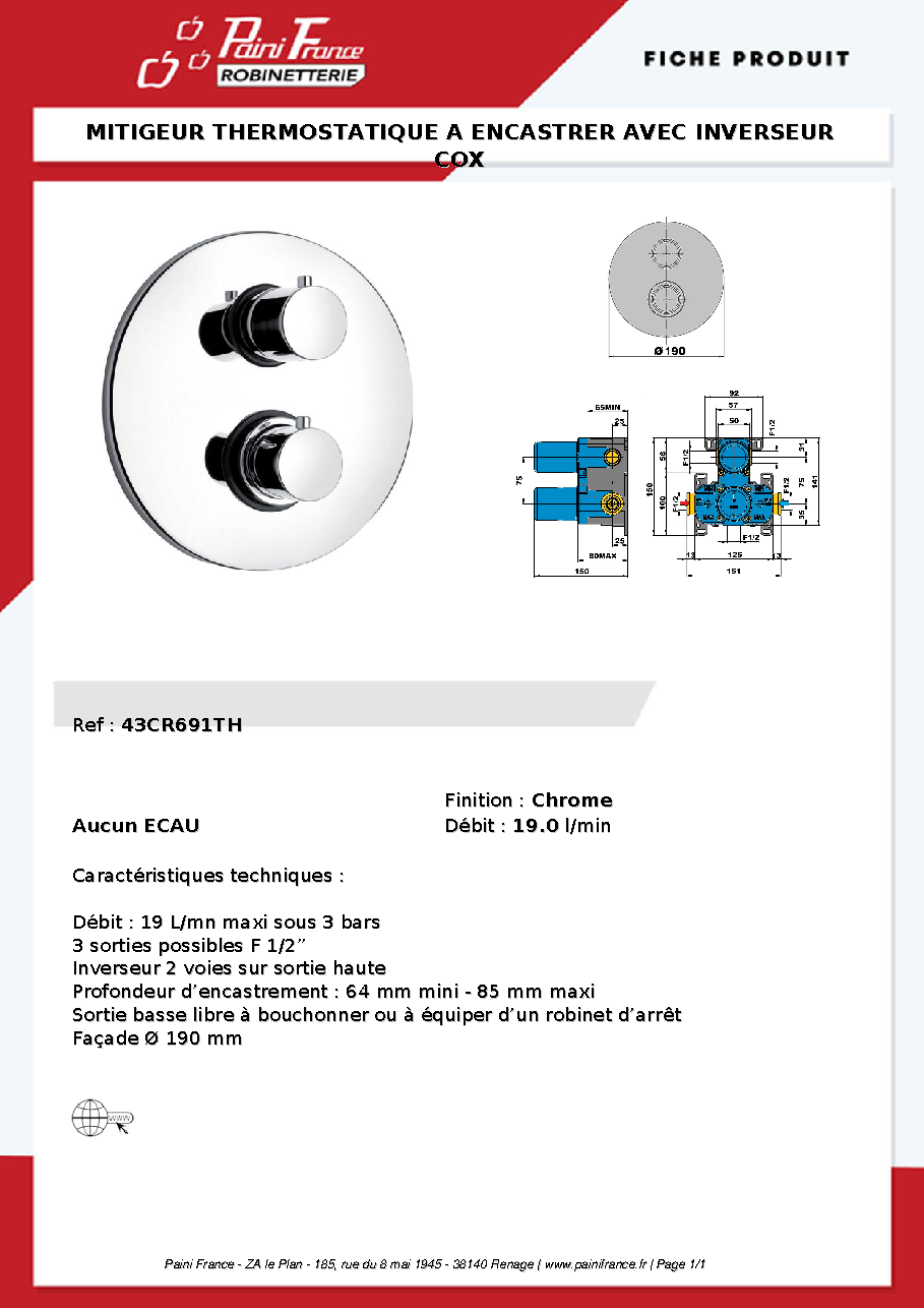 Fiche technique fournisseur