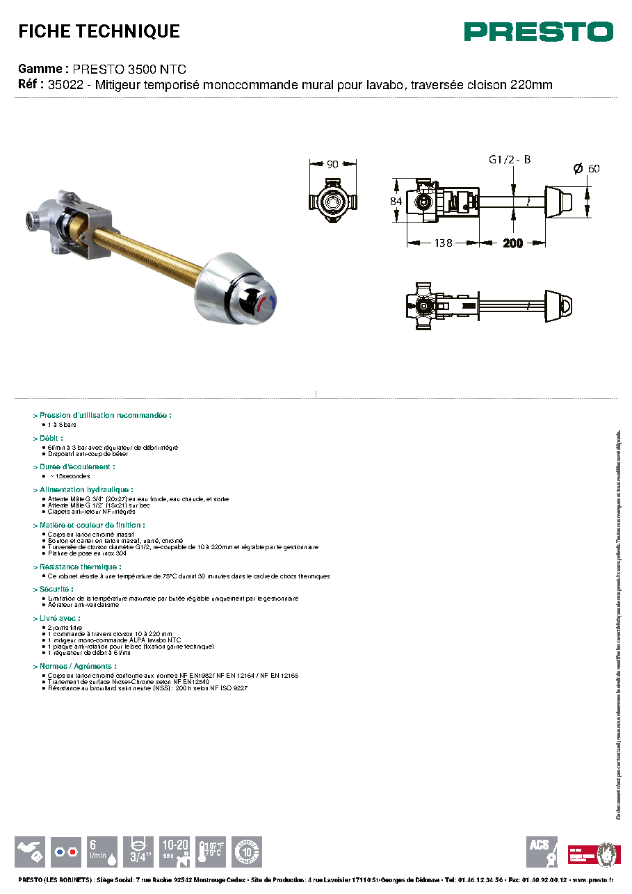 Fiche technique fournisseur
