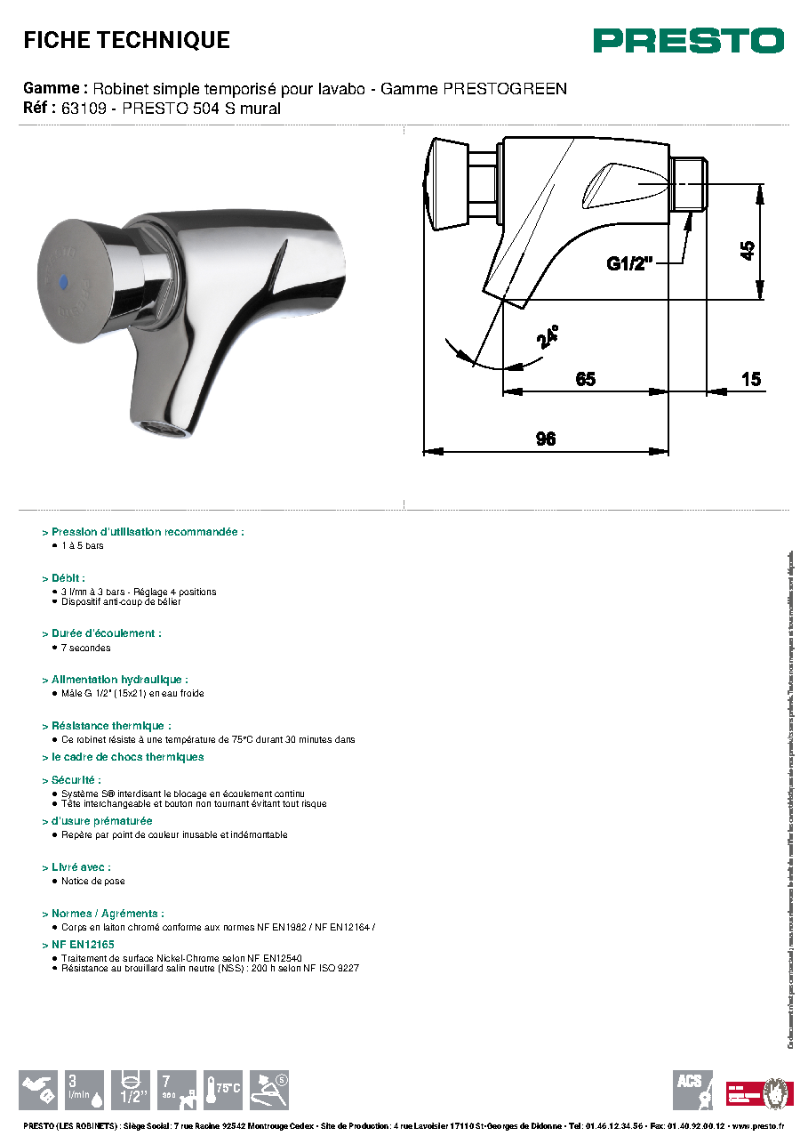 Fiche technique fournisseur
