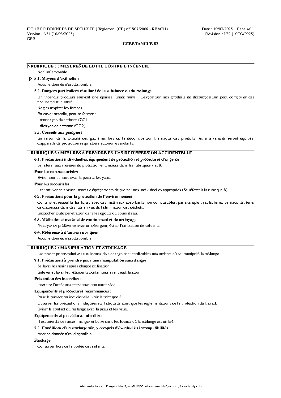 Fiche technique fournisseur