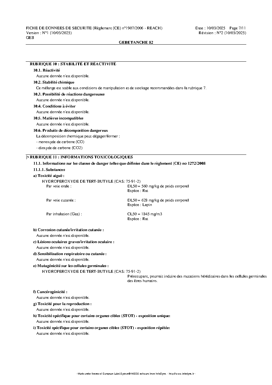 Fiche technique fournisseur