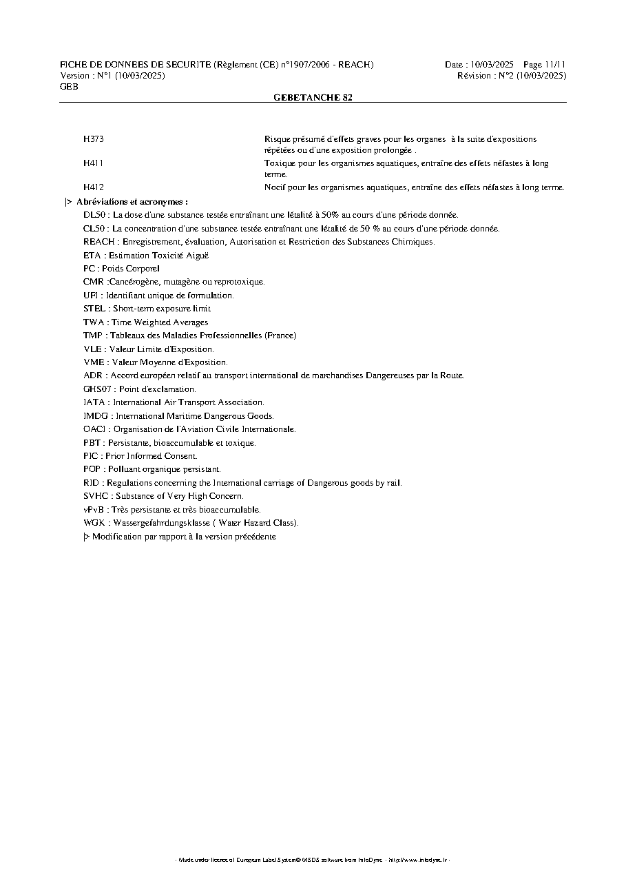 Fiche technique fournisseur