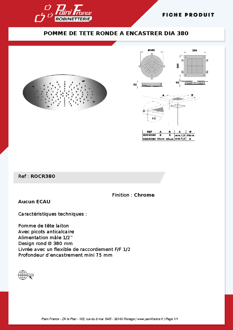 Fiche technique fournisseur
