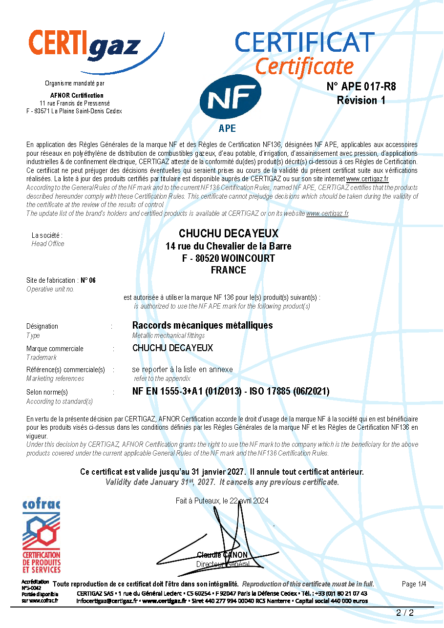 Fiche technique fournisseur
