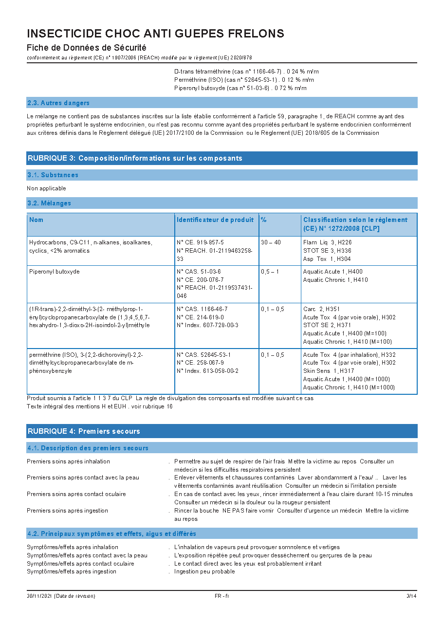 Fiche technique fournisseur