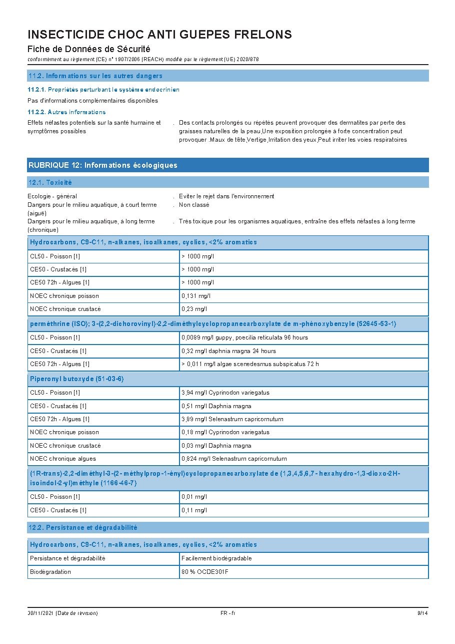 Fiche technique fournisseur